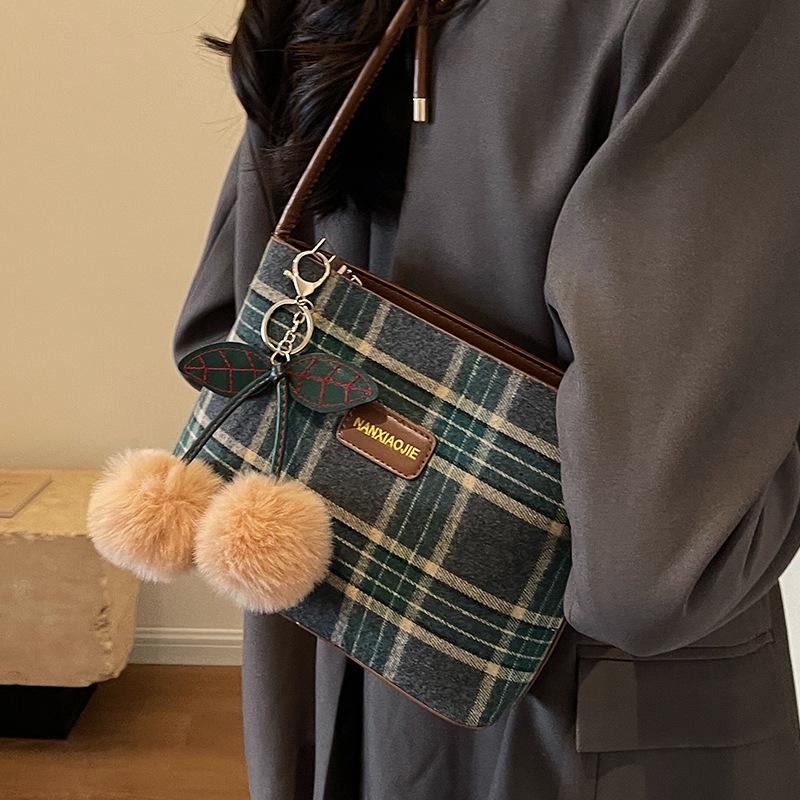 Премиум контрастные цвета ретро клетчатая универсальная сумка через плечо женская модная сумка-мессенджер сумка-ведро Tide