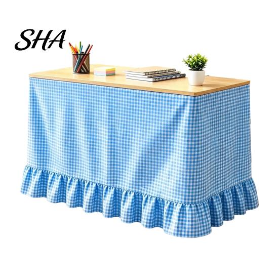 Teacher Desk Skirt Gingham Ruffled Table Skirt, Cottagecore for Classroom, Decorative Cover Plaid Tablecloth Birthday Wedding Baby Shower Party