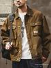Men's Retro Heavyweight Denim Hunting Workwear Jacket - Loose Fit for Spring and Autumn