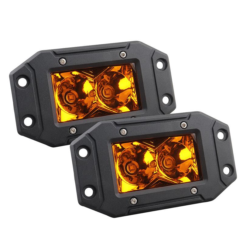 LED Flush Pods Work Light Off-road Flush Mount Led Fog Lights For Car Motorcycle ATV UTV SUV Tractor 4x4 Truck Yellow Spot Beam