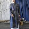 Johnature Women Print Floral Vintage Dress Stand Button Bat Sleeve Robes  Autumn Ramie Chinese Style A-Line Dresses
