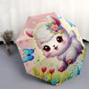 1pc Cute Alpaca with Flowers and Butterflies Umbrella with Plastic Handle,Suitable for All Seasons Home Travel Outdoor UmbrellaDD523