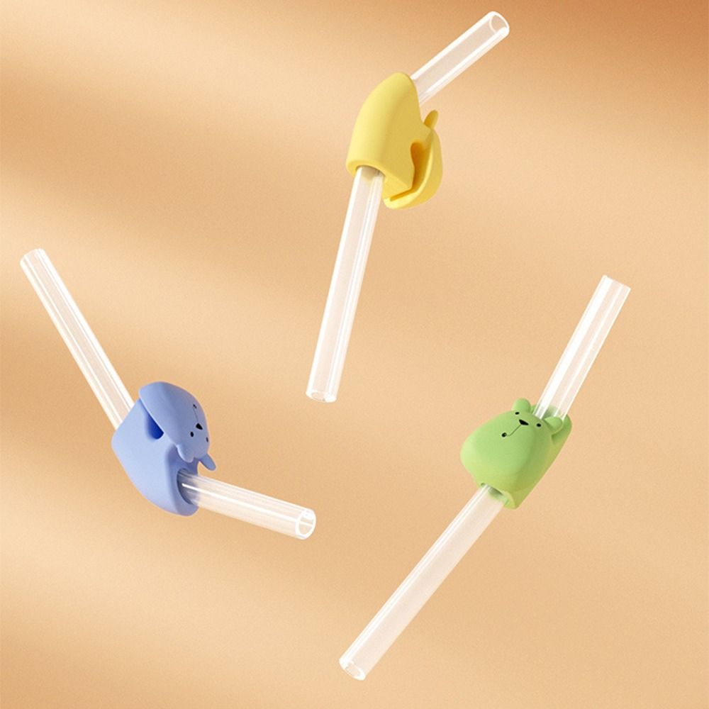 Water Cup Accessories Children's Silicone Suction Portable Cartoon Straw New Baby Buckle Straw