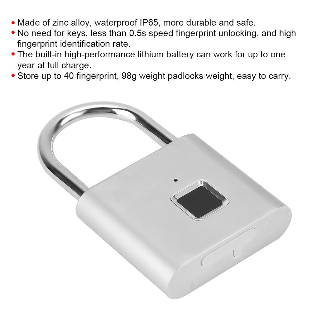 Металлический водонепроницаемый дверной замок без ключа с отпечатком пальца и USB-зарядкой