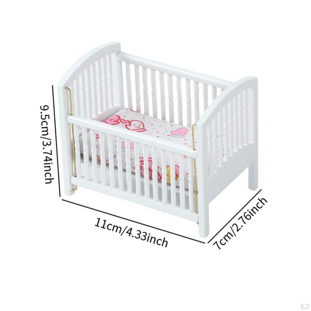 1:12 Кроватка Кровать Кукольная Детская Кроватка Фото Реквизит Ролевые Игры с Матрасом Миниатюрные Малыши для