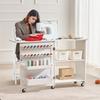 VEVOR Folding Sewing Table, Multipurpose Sewing Machine Table with Compact Design, Wheels, Shelves, Storage Trays, Wooden Pegs, and Magnetic Doors