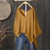 Spring Women O Neck 3/4 Sleeve Loose Knitted Blouse Casual Loose Pullover Tops T-Shirt