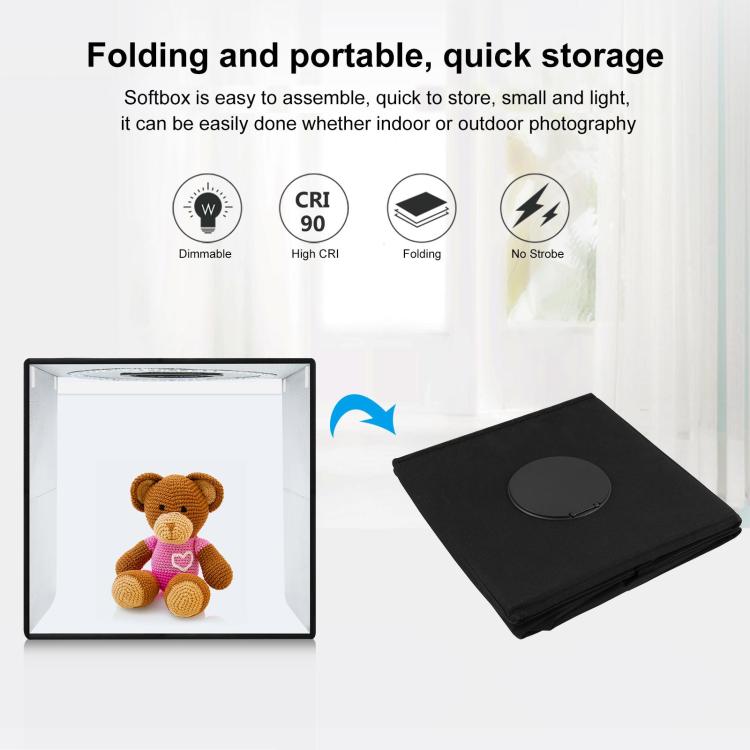 40 см Складная портативная кольцевая лампа USB Фотоосвещение Студийная палатка-бокс для съемки с 6 цветными ПВХ-фонами, Размер: 40см х 40см х 40см