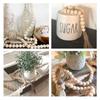 DIY Home Decor Ornament Farmhouse With Jute Rustic Tassels String Wall Hanging Wood Bead Garland