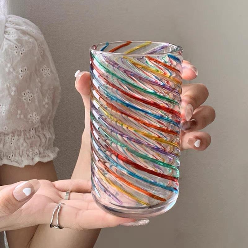 1Pcs Champagne Glasses Retro Colorful Relief Transparent High-capacity Whisky Barware For Home Bar Parties Anniversary Wedding