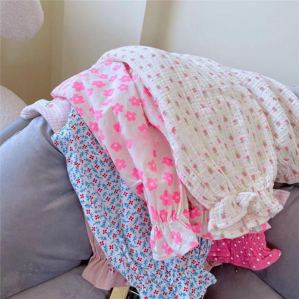 Летние солнцезащитные брюки для девочек в стиле ретро с цветочным принтом - пляжные брюки со средней и высокой талией и функцией защиты от комаров