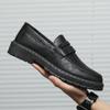 Thick Soled Loafers Men Leather Shoes Breathable Slip On Loafers Solid Color Men Casual Shoes Handmade Men Formal Shoes