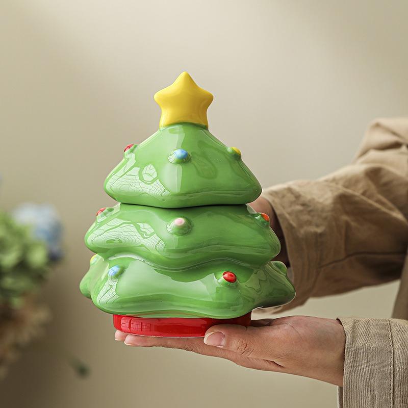 Креативная керамическая банка для хранения в виде рождественской елки, милая банка для конфет и декоративный органайзер для украшений для домашнего декора, идеальный подарок на день рождения