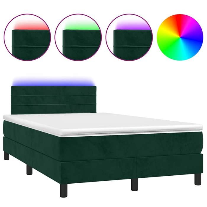 Maison Exclusive - Sommier à lattes de lit avec matelas LED Vert foncé 120x200 cm