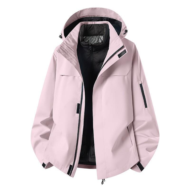 3-in-1 Waterproof Windproof Outdoor Jacket With Removable Down Liner Men Women Hiking Camping Fishing
