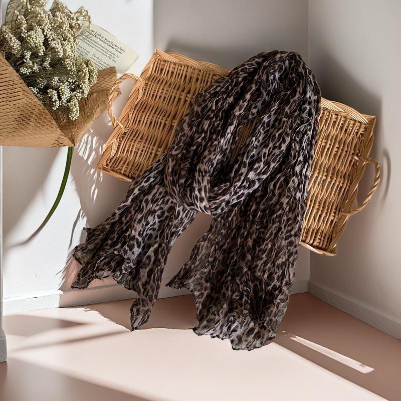 Дышащий платок с принтом классический леопард плиссе жареные булочки женский головной платок шелковый платок