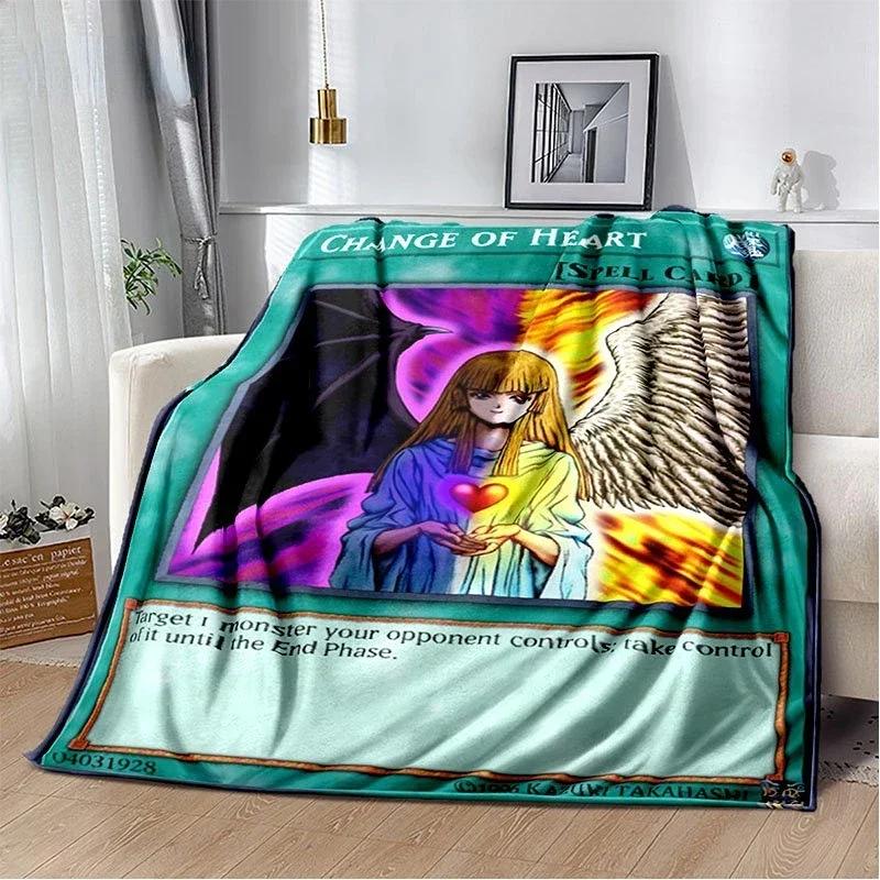 Anime Yu Gi Oh Card Throw Blanket Blue Eyes White Dragon Anime Cartoon Soft Plush Blanket Bedroom Bedspread Home Decor