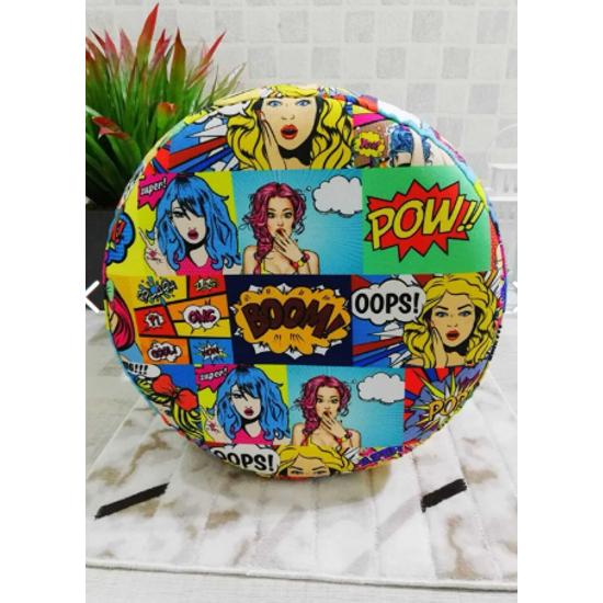 Etna Pop Art Special Design Beech Leg Multi-Purpose Decorative Puff Armchair