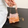 Мини маленькая сумка лето 2025 лесная девушка личность зарубежный стиль плечевая цепочка акриловый бисер плетеная сумка тренд