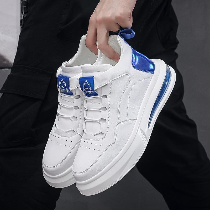 Осенне-зимняя обувь с высоким берцем для мужчин, повседневная обувь с воздушной подушкой, мягкая подошва, белые туфли, модная обувь, источник, место для источника