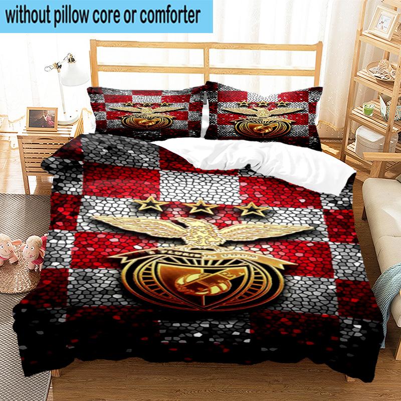 3pcs Benfica Football Club Printed Bedding Set Duvet Cover Closure Includes 1 Duvet Cover & 2 Pillowcases Bedding Sets Home Decor Gifts