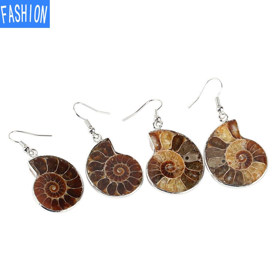 European and American Shell Earrings Conch Fossil Earrings Summer Creative Beach Jewelry Earrings