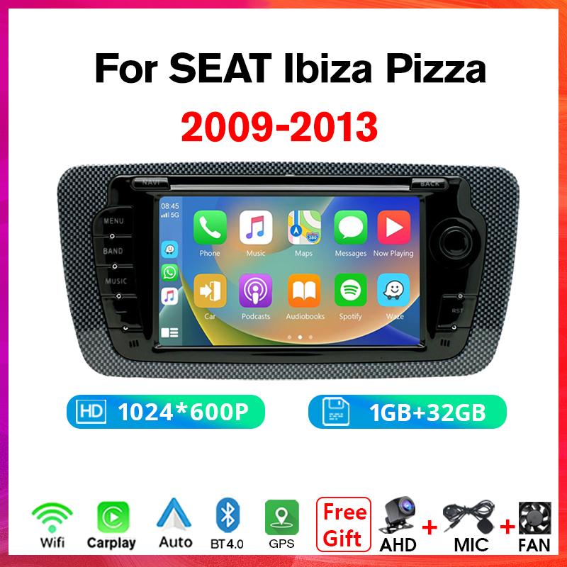 Car Radio with Carplay Android Auto for SEAT Ibiza Pizza 09-13 IPS Touch Screen GPS Navigation Intelligent Systems AHD