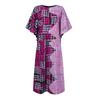 Women's Large Size Round Neck Short Sleeve Printed Long Dress
