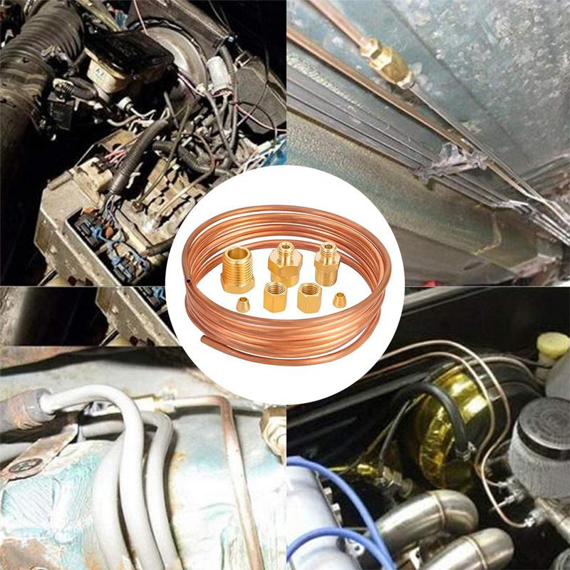 72 Inch Copper Line Tubing Install Kit W/Fittings 1/8 Diameter Copper Mechanical Oil Pressure Gauge Line Tubing Kit