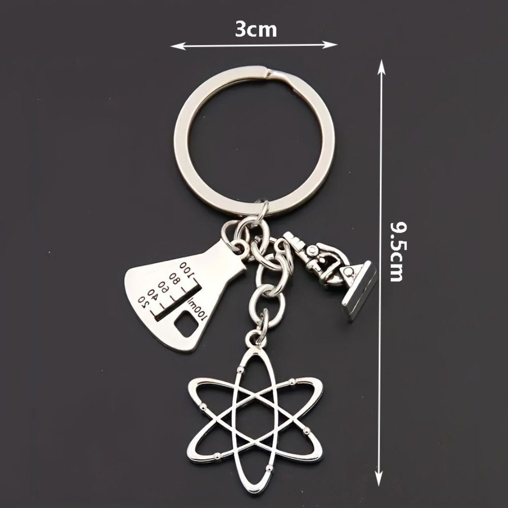 3PCS Polished Finish Molecule Key Chain DNA Helix Shape Biology Key Chain Student Gift