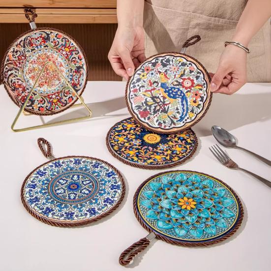 Керамические подставки Теплоизоляционный коврик для кухни Обеденный стол Защита от ожогов Пробковое дно