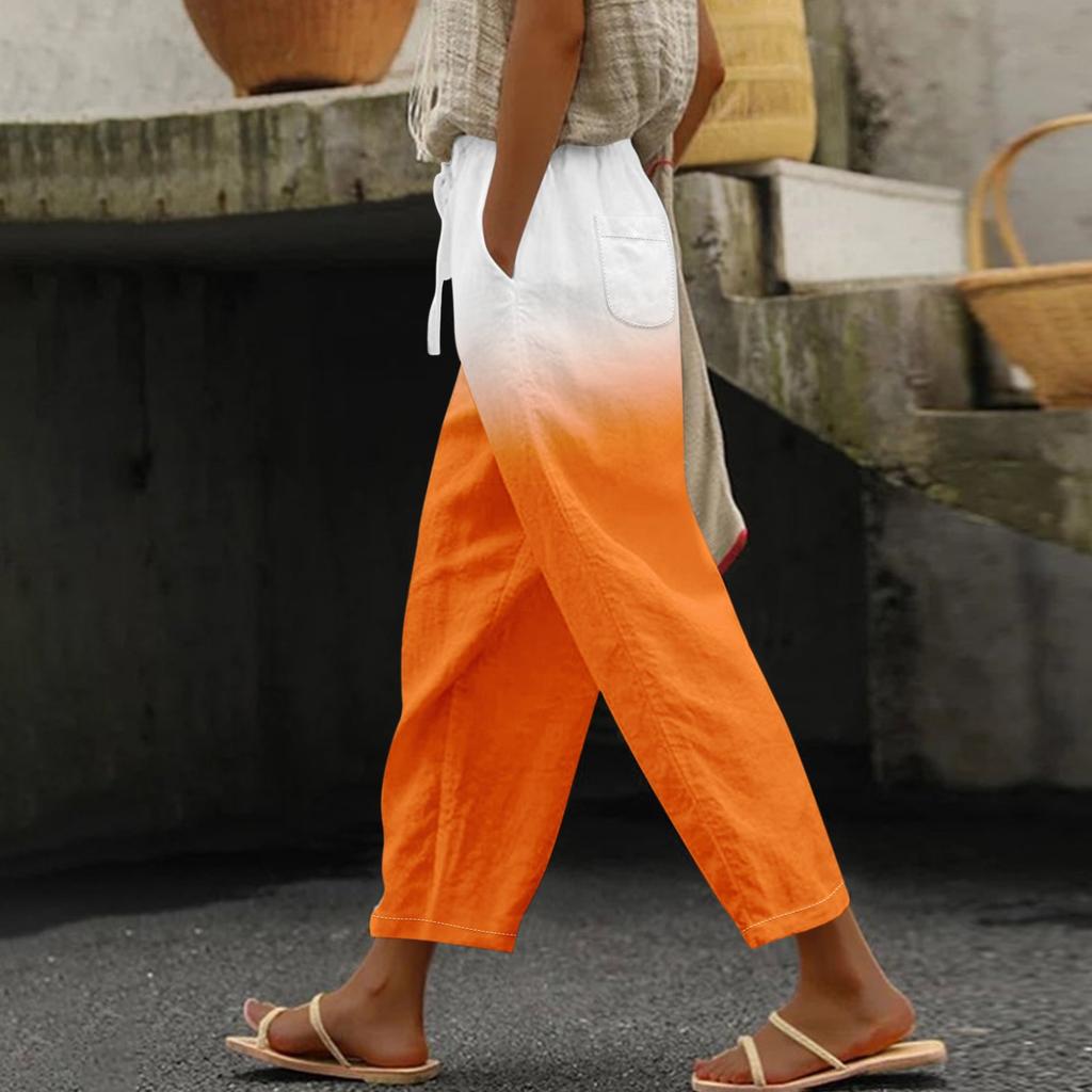 Pants Gradient Womens Fashionable Casual Print Drawstring Pockets Elastic Waist Pants