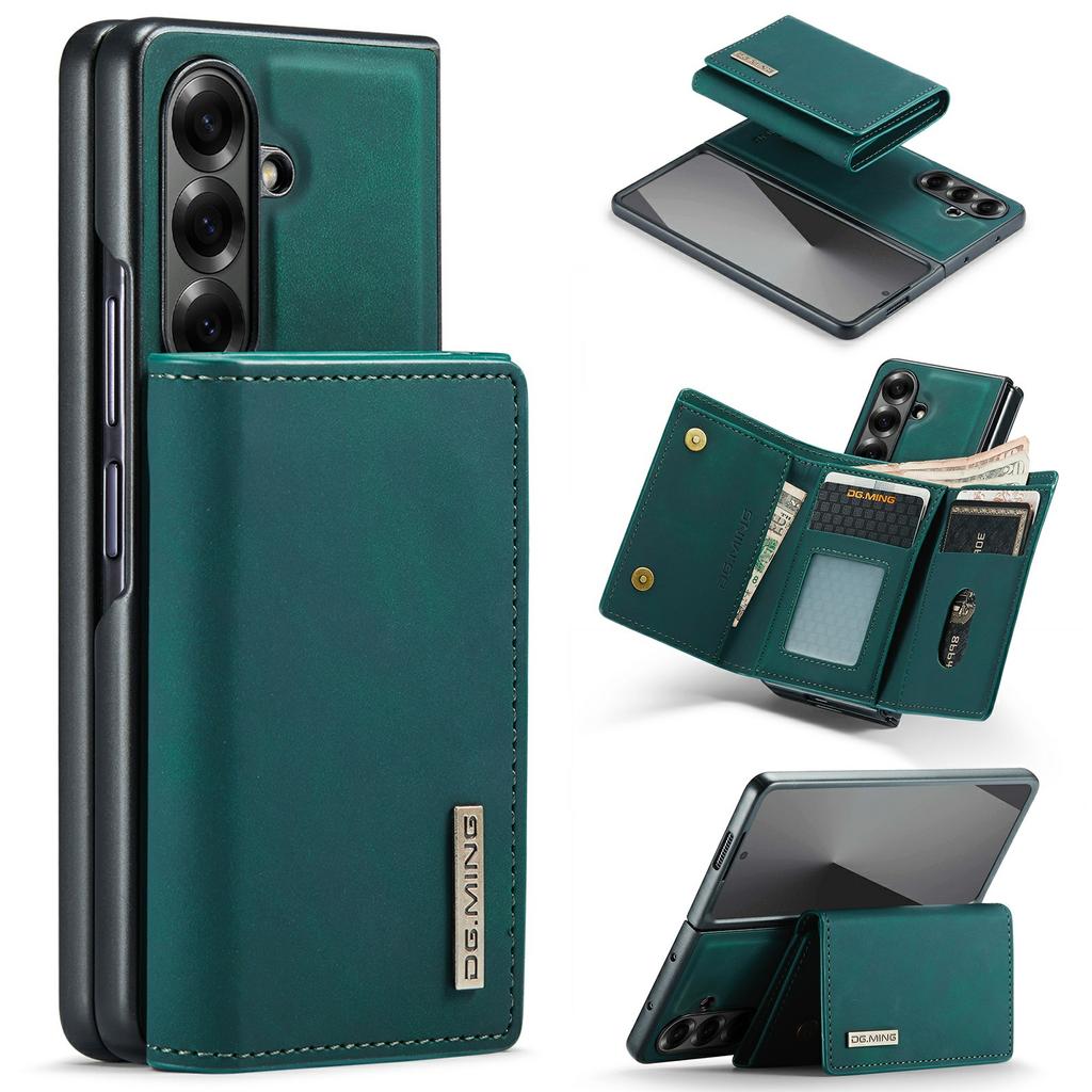 DG.MING M1 Series for Samsung Galaxy Z Fold7 5G Phone Case PU + TPU + PC Back Cover with Magnetic Tri-Fold Wallet Kickstand