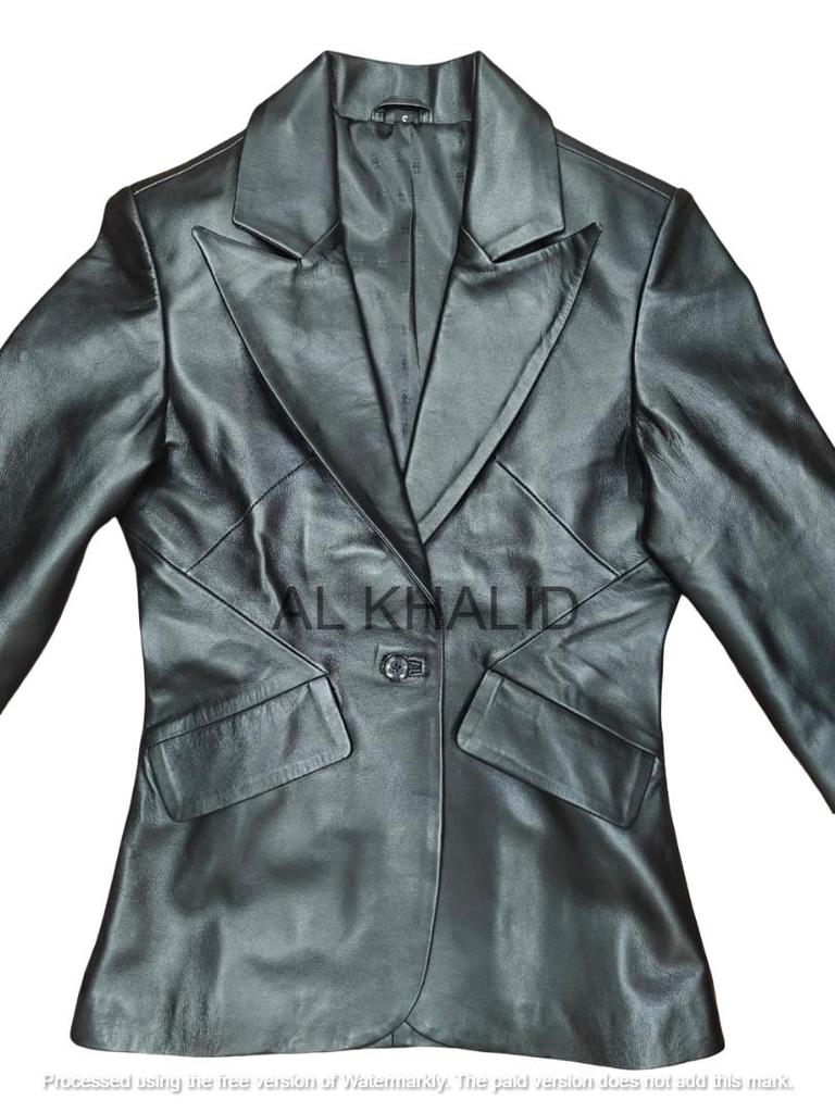 AL KHALID черный блейзер стильный формальный дизайнерский натуральный овчина женский кожаный вечерний ручной работы