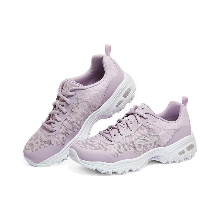 Skechers DLites 1.0 Сетчатые и синтетические кожаные кроссовки на шнуровке, низкие, в стиле "папиных", женские, лавандовые 896027-LAV
