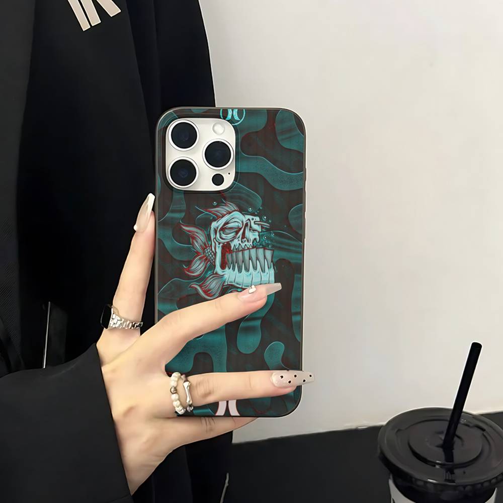 Классический Известный Бренд Логотип H-HurleyS Для IPhone 16 15 14 13 12 11 17 Pro Max Plus Волна Гофрированный Чехол для Телефона Противоударная Крышка