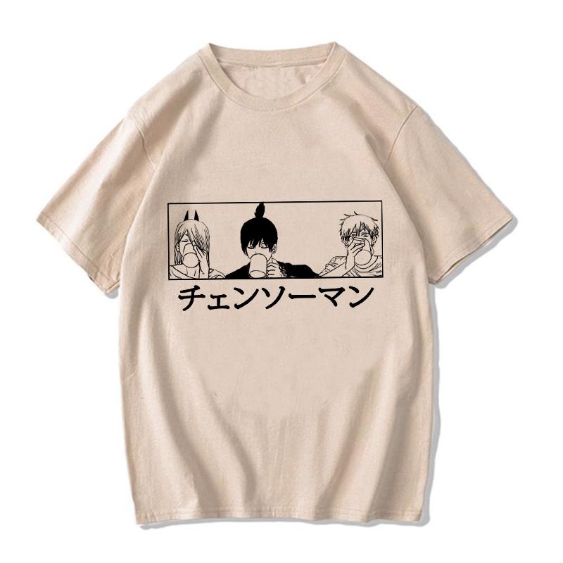Chainsaw Unisex T Shirt Unisex Unisexga Cartoon Pochita Tshirt Japanese Anime Makima Harajuku Graphic Tees Clothing Tops Tshirt
