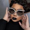 Fashion Women Oversized Diamond Sunglasses Men Trendy Vintage UV400 Sun Glasses Luxury Large Frame Eye Protection Party Eyeglasses