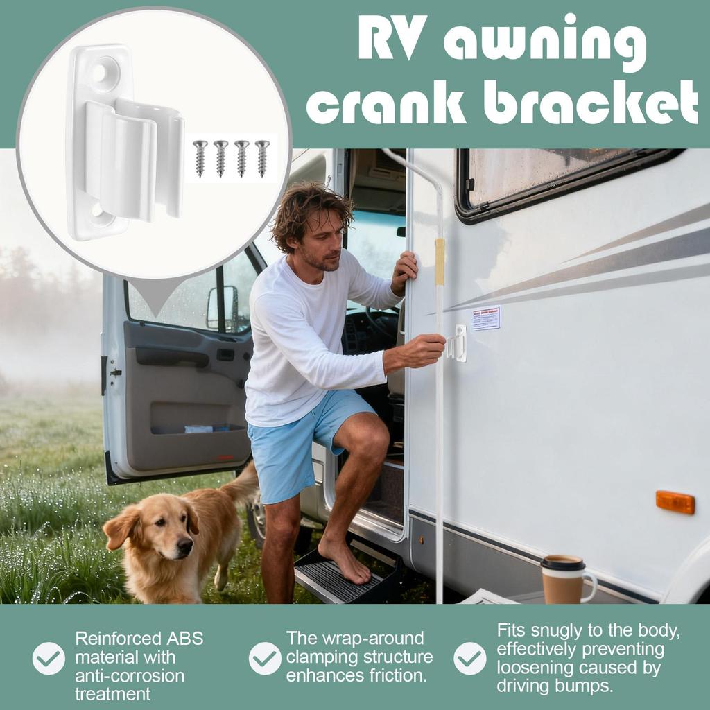 RV Awning Crank Bracket Parasols Storage Rack With Mounting Screws RV Awning Hand Crank Hanger For Shops Food Trucks Outdoor