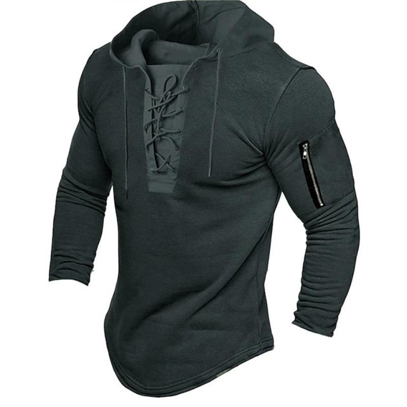 Men's Hooded Sweatshirt with Solid Color Tie Up for Sports and Leisure, Spring Autumn Clothing Accessories Hooded DL24
