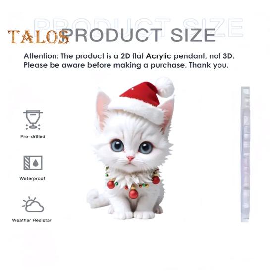 Подвеска в виде котенка со шляпой, подвесное украшение для зеркала заднего вида автомобиля, акриловое мультяшное украшение для салона автомобиля, рождественский подарок