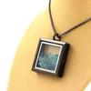 Stones and Minerals. Raw Paraiba Apatite Necklace. Square Model. Color Black.