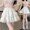 Summer 2024 Lace A-line Skirt: New Ballet-Style High Waist White Mesh Puff for Women