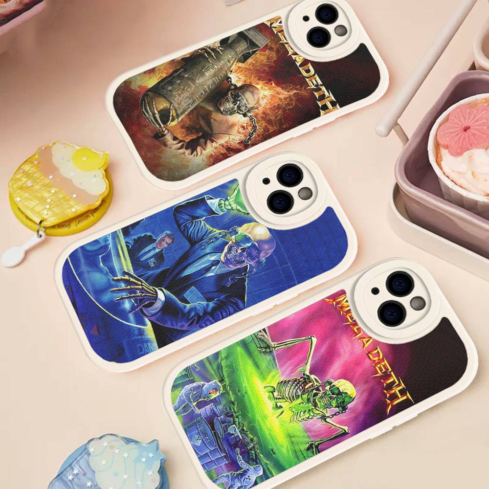 Rock Band Megadeths Phone Case For IPhone 16 15 14 13 Pro Max 11 12 Plus Leather Silicone Cover