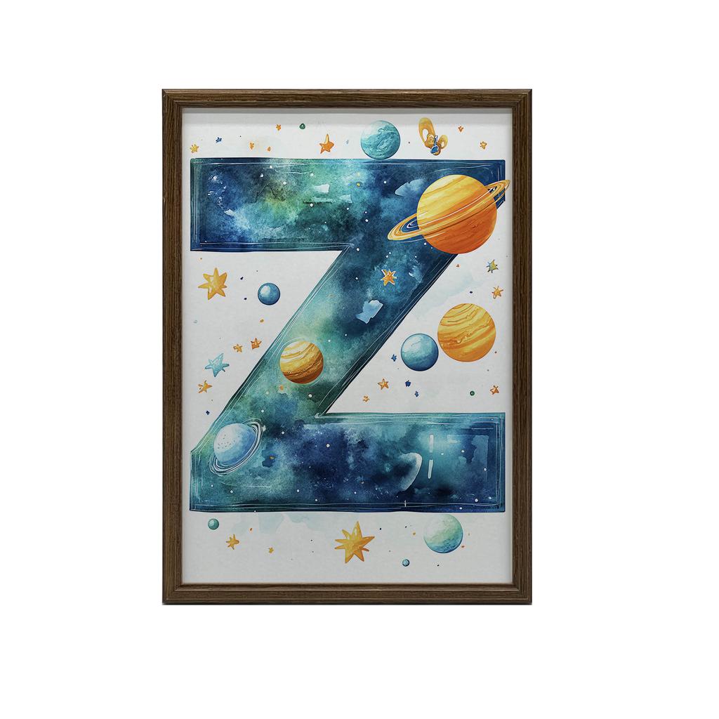 Poster With Letter Z In Galaxy Poster With Letter Z In Galaxy, 30X40 Cm, Gold Aluminum Frame, 230 Gsm Matte Paper