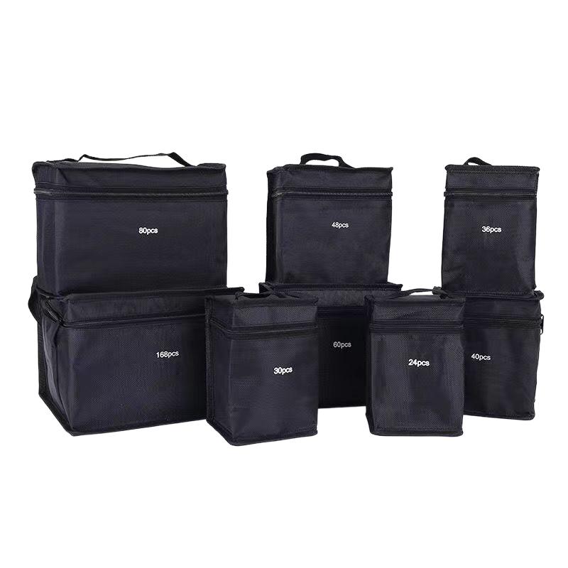 12-168Pcs Markers Pen Black Storage Bag Massive Large Capacity Zipper Folding Art Markers Zipper Canvas Pencil Bag