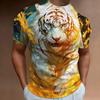 Fierce Tiger Print Men's T-Shirt 3d Print Short Sleeve T-Shirt For Men Summer Loose Man Clothing Retro Loose Oversized Tees Tops
