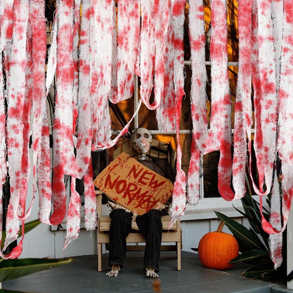 Хэллоуин Кровавая марля Украшения Ужас Стиль Кровавая Ткань Бинт Занавеска для Двери Создает Жуткую Атмосферу для Хэллоуина Вечеринка в Доме с Привидениями Декор