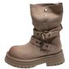 Fashion Matte Leather Thick Soled Women Boots New Autumn Collar Retro British Style Anti-skid Belt Buckle Short Boots Female Boots