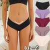 Ice Silk Seamless Panty for Women Deep-V Design One-piece Breathable Mid Rise Sexy Panties